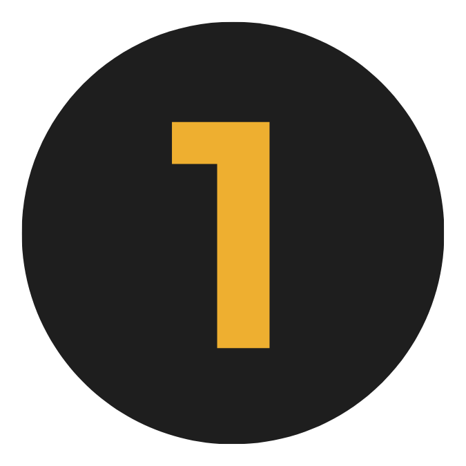 A large yellow number 1 on a black circular background