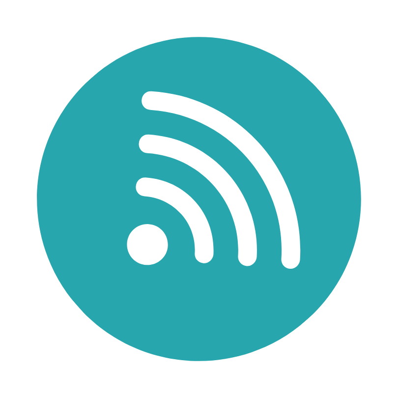 Blue circle with a black Wi-Fi signal icon in the center.