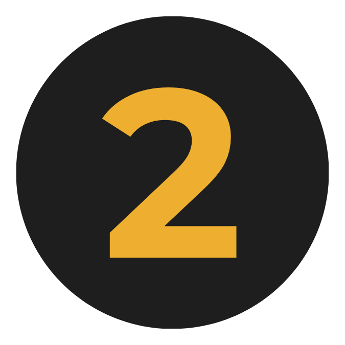 Number 2 in yellow on a black circular background.