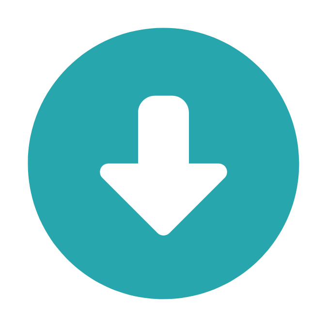 Blue circular download icon with a downward arrow in the center
