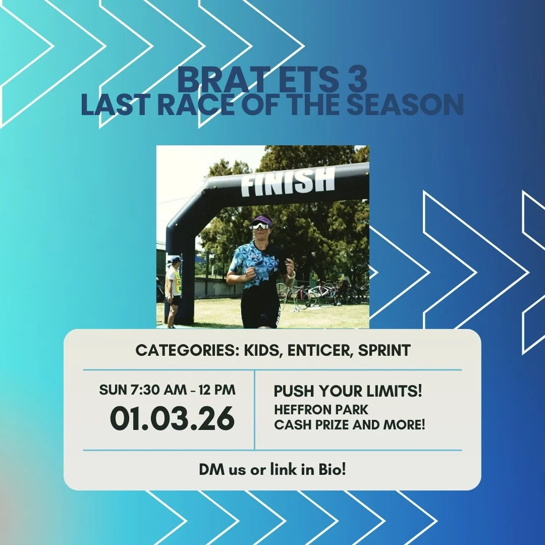 ▶ Our last 🏁 BRATS ETS &ndash; Race 3 is coming up on Sunday 1st March! 

Get ready for fast racing, tight battles, and great vibes on track. 

- 3 distances: Kids, Enticer and Sprint
- 7:30am to 12pm
- Heffron Park, Maroubra
- Money Prizes
- Surpri