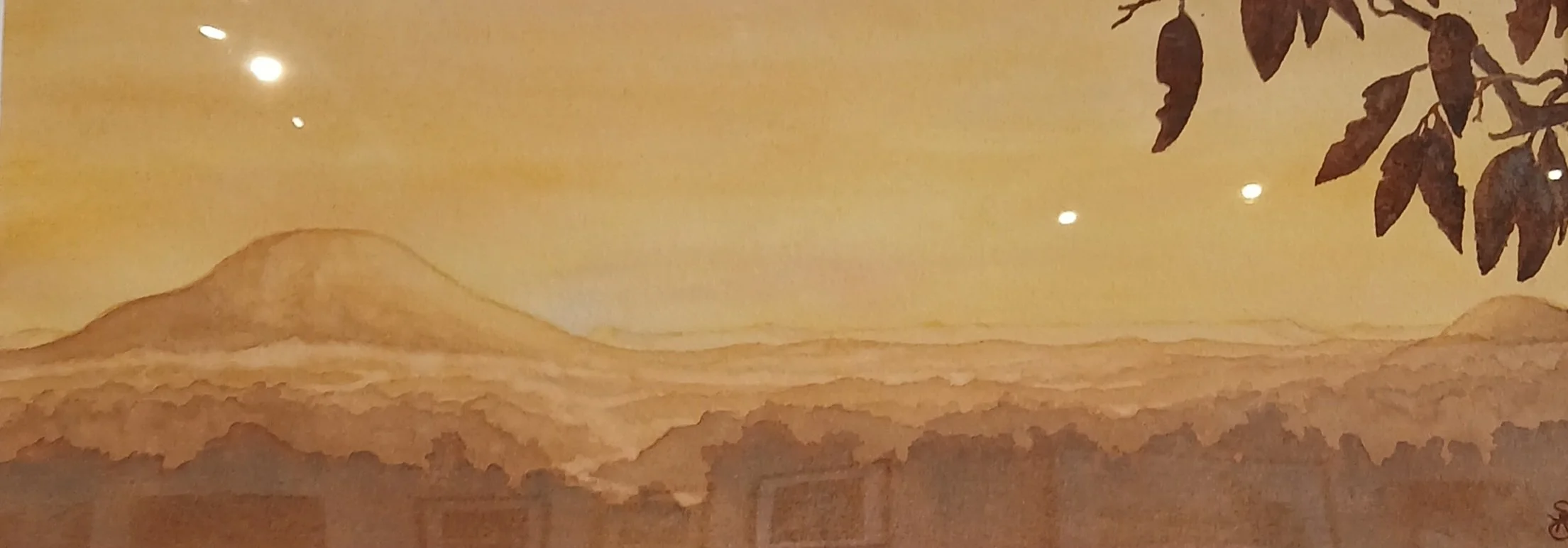 Highly Commended $1000
'Last Light on Yengo' 
Water colour
by Scott Colyer