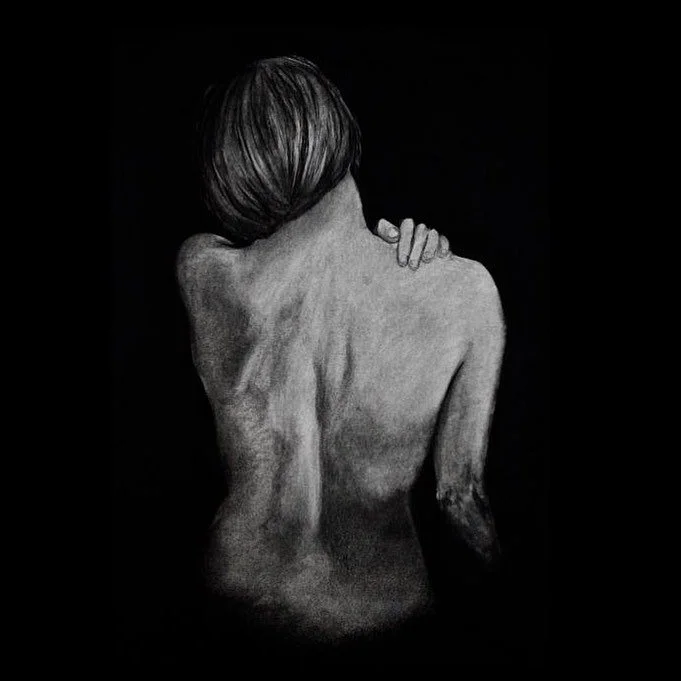 Posture check.
Following first week back in school, time with the lil nephew, gym climbs,  bike rides, writing rejections &amp; picnics. 
.
.
.
.
.
#art #drawing #eraser #charcoal #body #woman #womenartists #boston #community #blog