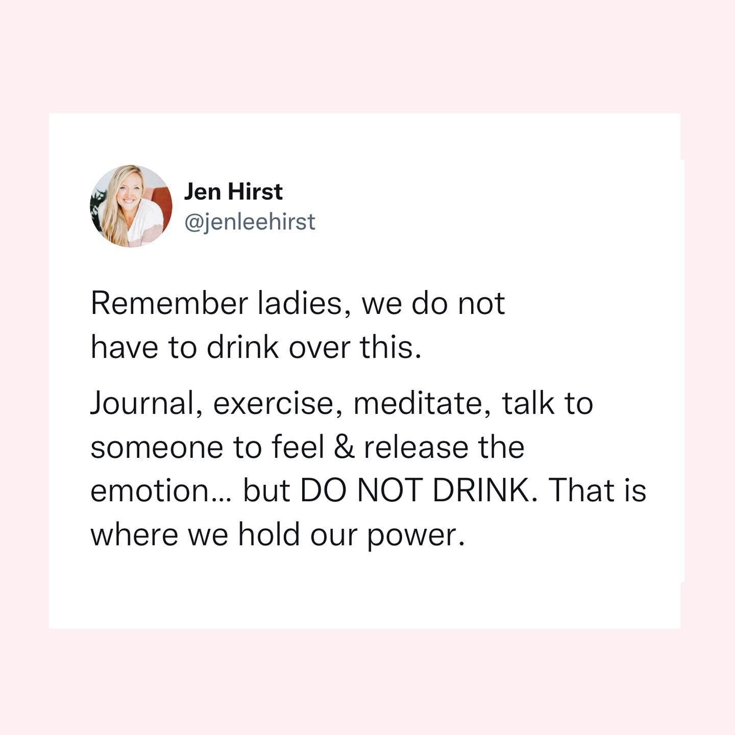 Stay present. Stay here. Sit with it. 

Instead of drinking it away, sit with it. Staying present is our superpower.

.
.
.
.
.
#rowvswade #glennondoyle #untamed #untamedbook	#sitwithit #supremecourt #womensrights #sobermama #sobermommy #womeninrecov