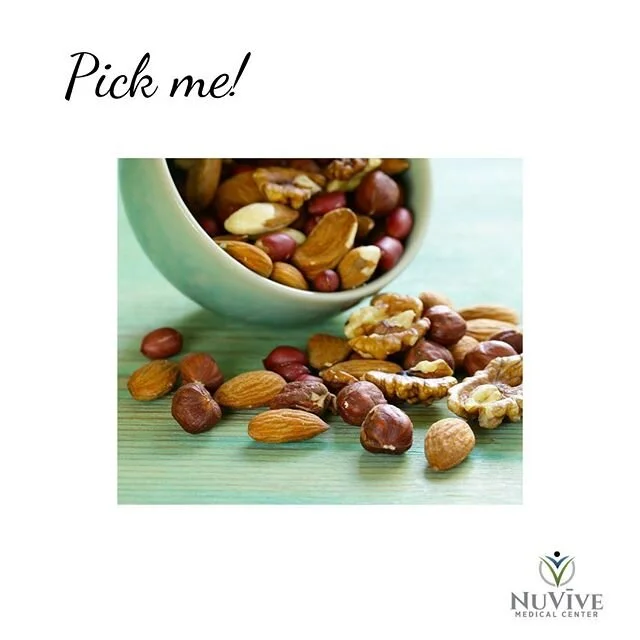 Go nuts!
Here are 8 reasons why -
1.  They are a great source of crucial nutrients
2.  They're loaded with antioxidants
3.  They can actually help you lose weight
4.  They help lower your &quot;bad&quot; cholesterol
5.  They help reduce inflammation

