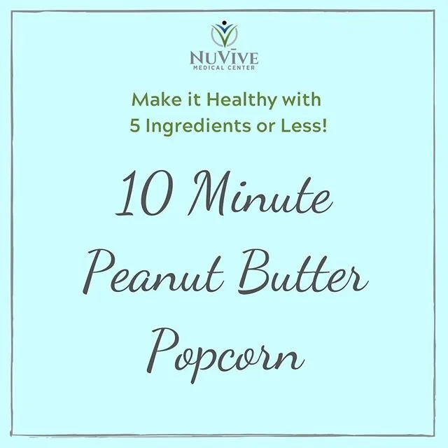 A quick &amp; easy, lightly drizzled healthy snack!  Pop up a batch and sit down to your favorite movie!  Happy weekend, NuVivers!

Ten Minute Peanut Butter Popcorn
Serves 2

Ingredients:

1/3 cup popcorn kernels
1 tablespoon organic cane sugar
1 tab
