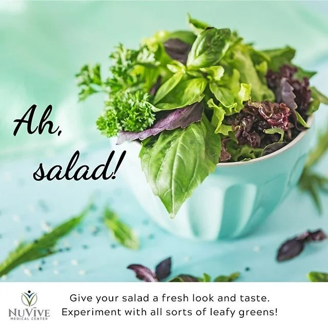 Kale, chard, arugula, spinach...all the leafy greens!  Beautiful, tasty, and oh, so good for you!  On your next trip to the grocery store, pick a different shade of green!

#immuneboost
#leafygreens
#healthyeating
#goodforyou
#powergreens 
#supersala