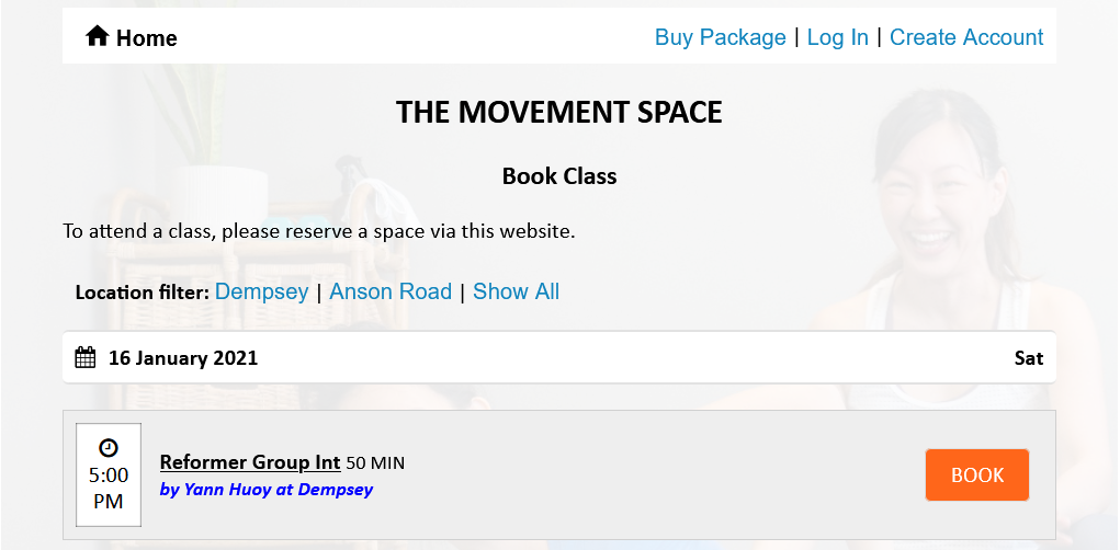 Booking System — THE MOVEMENT SPACE
