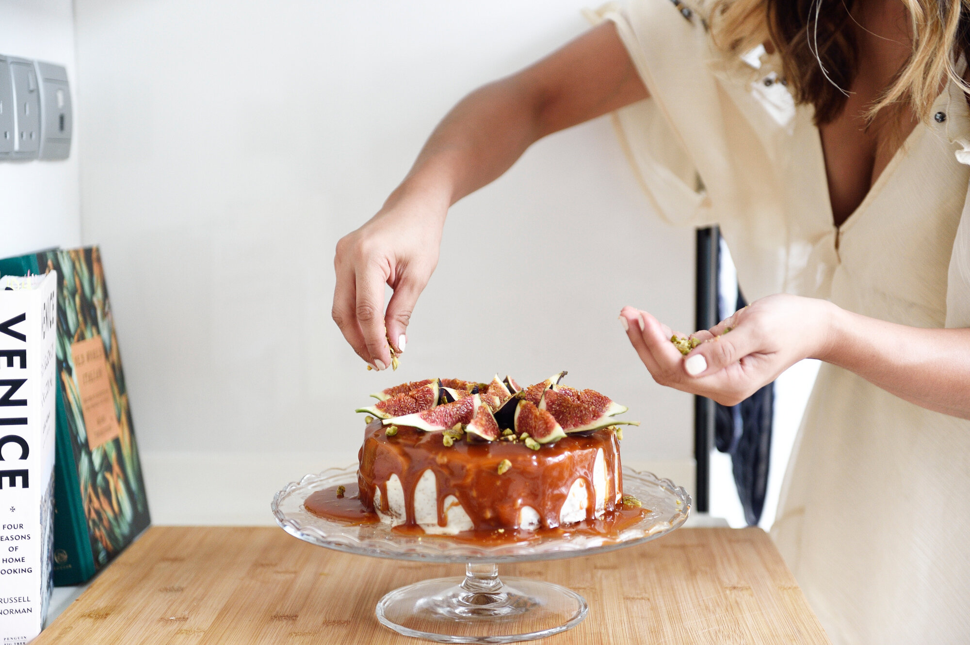 Drunken Fig Layer Cake with Salted Honey Butter Frosting - Pass The Sushi