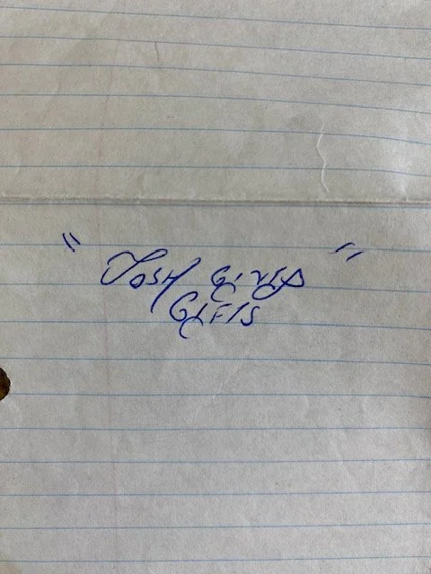 A handwritten note that says "Josh Gives Gifts"