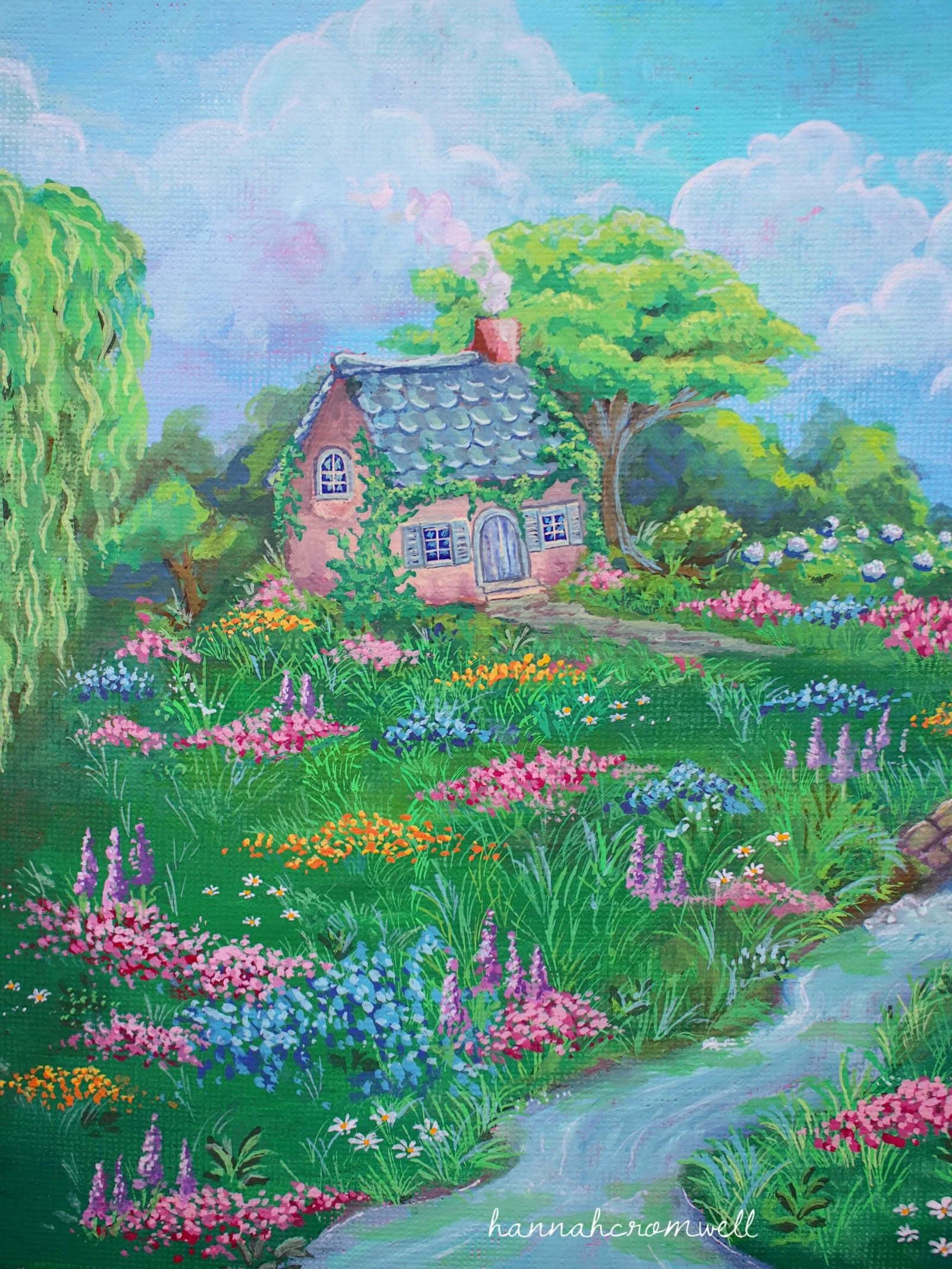 It&rsquo;s been a while I&rsquo;ve been off in the lovely wonderland 🐝🌸 A flowery cottage painting from last year 🌷🍃 

#gouachepainting #cottagecore #traditionalart #painting #getoffmylawn