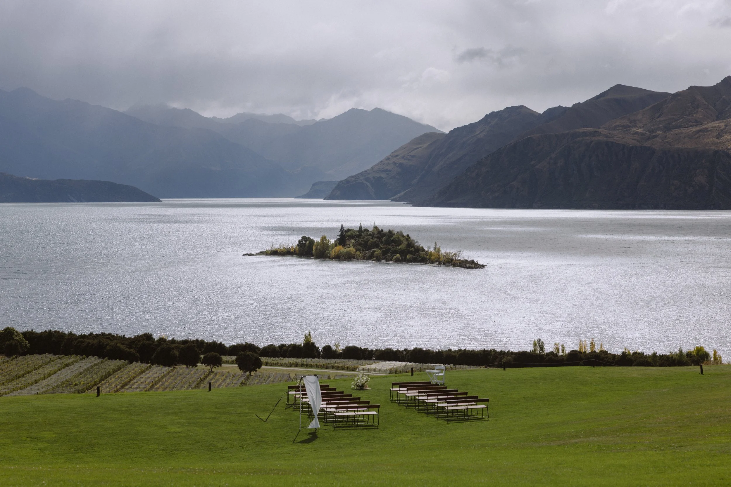 A wedding ceremony held in Rippon Winery, New Zealand