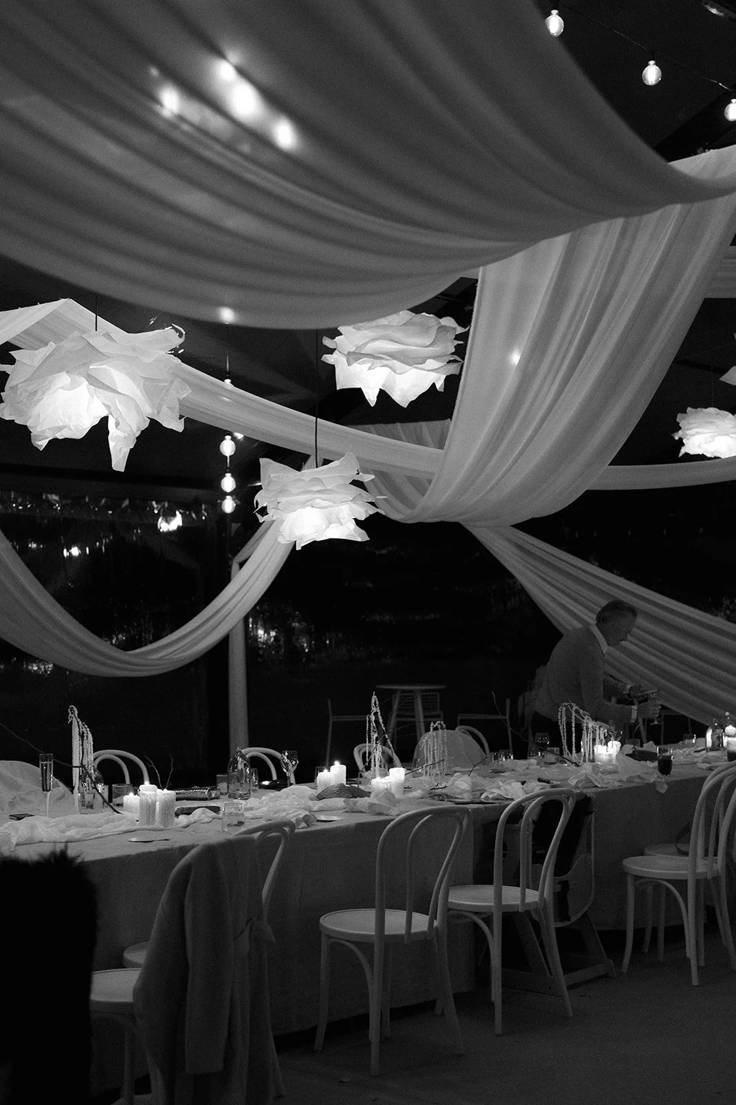 Queenstown outdoor marquee wedding with drapery, New Zealand wedding stylist