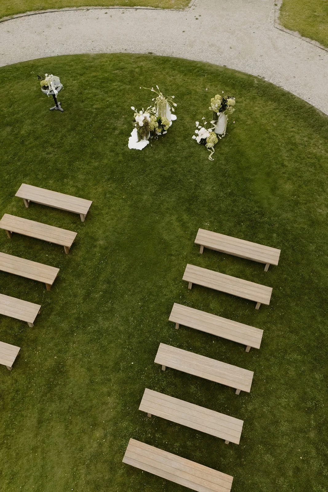 Modern sculptural wedding ceremony styling at Ayrburn The Pond Queenstown