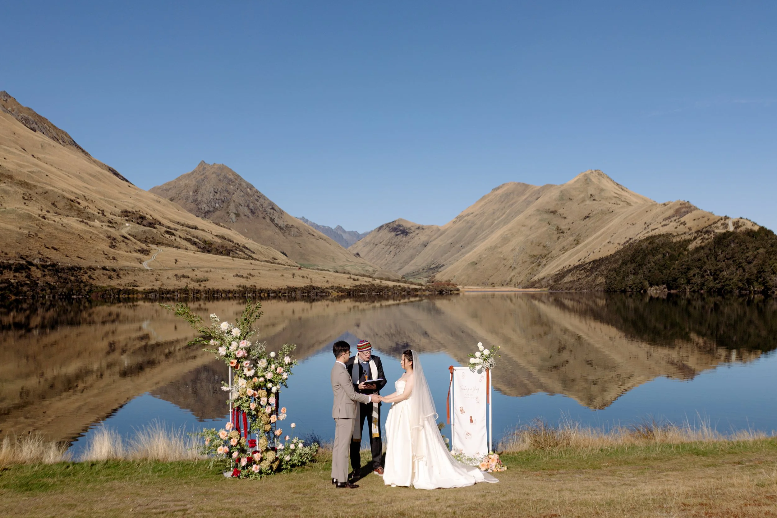 A beautiful wedding ceremony held at Moke Lake, Queenstown