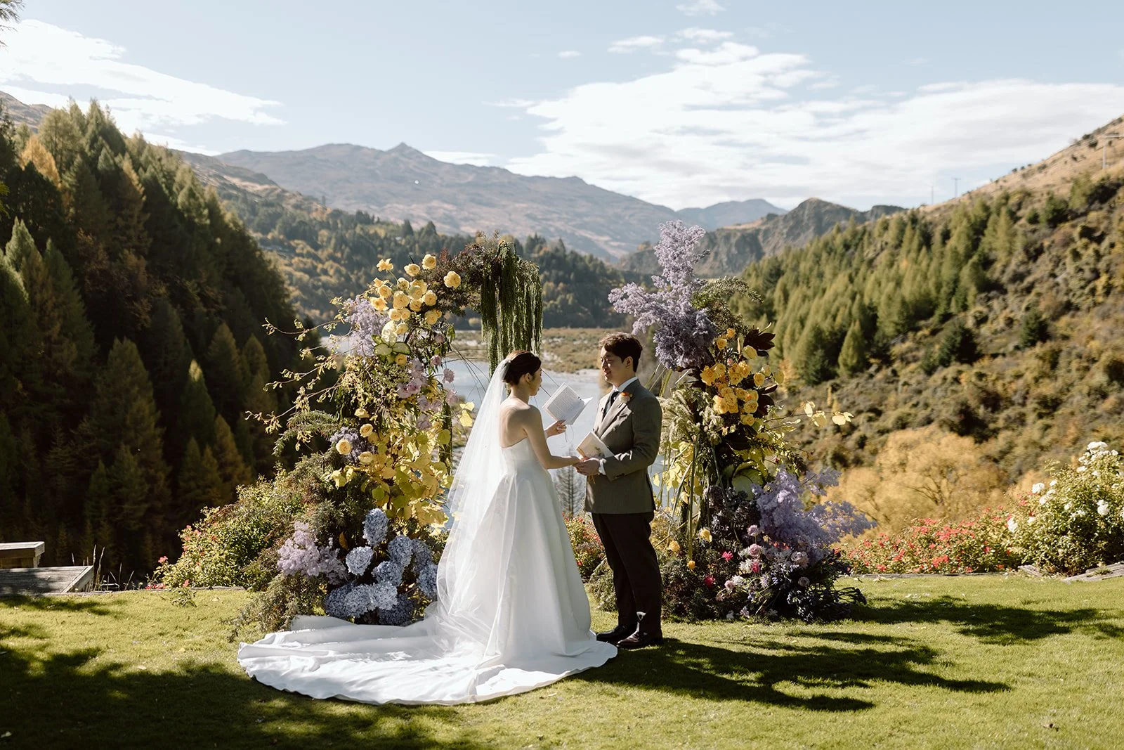 A riverside wedding ceremony in Queenstown