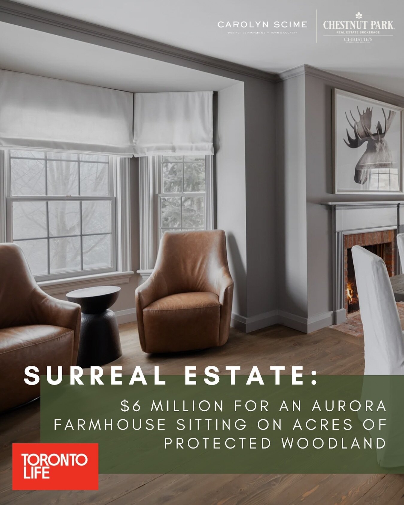 &lsquo;Surreal Estate: $6 million for an Aurora farmhouse sitting on acres of protected woodland. 

What house in the country would be complete without a three-season room, a home theatre, a staircase-wine rack combo and a winding driveway?&rsquo;

R