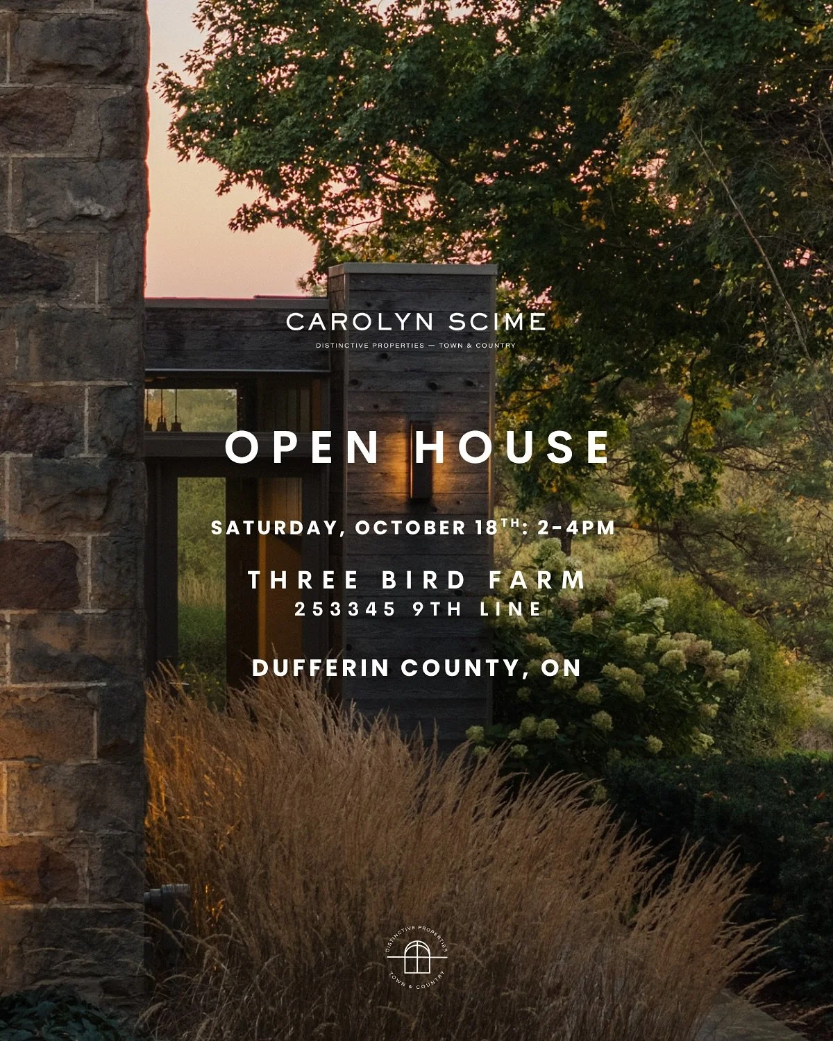 OPEN HOUSE: Saturday, October 18th: 2-4PM 🏡 

Don&rsquo;t miss the opportunity to view this beautiful country property in person.

Three Bird Farm 🕊️🌲 253345 9th Line, Dufferin County, ON📍

At the heart of this idyllic property sits a charming 19