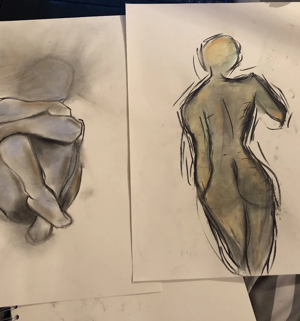 Life Drawing Sketches - Charcoal and Chalk