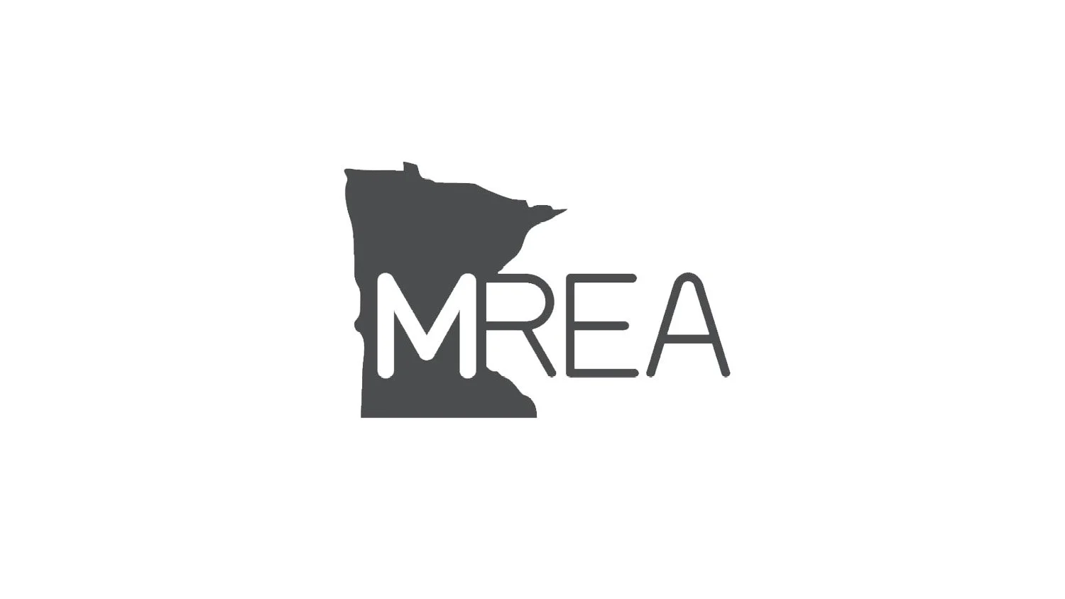 A logo with the outline of the state of Minnesota and the letters MREA overlaid. Minnesota Rural Electrical Association.