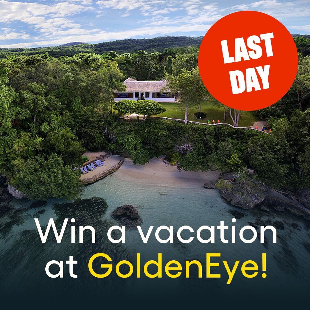 There are only hours left to win a luxurious vacation for two at GoldenEye and support The GoldenEye Foundation's work in the Community. Enter with the link in bio or go to omaze.com/goldeneye today. @omaze ⁠⁠
⁠⁠
(Thank you for all your Support, and 