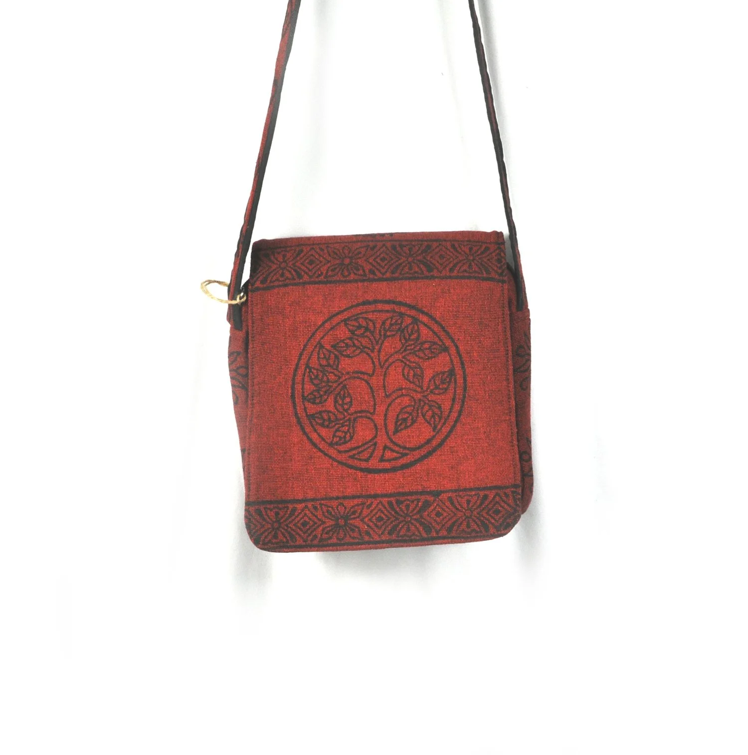woodblock print cross body bag  Nepal #830