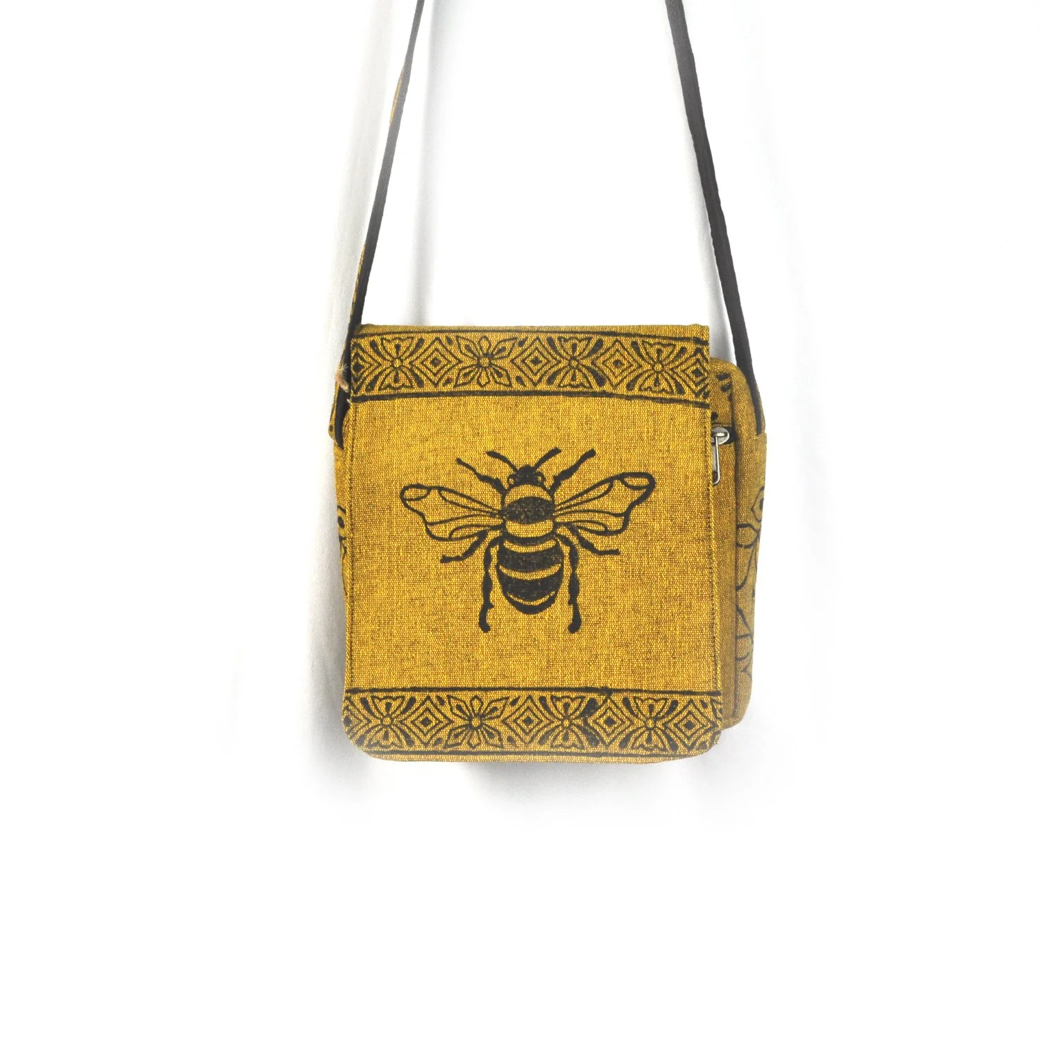 woodblock print cross body bag  Nepal #307