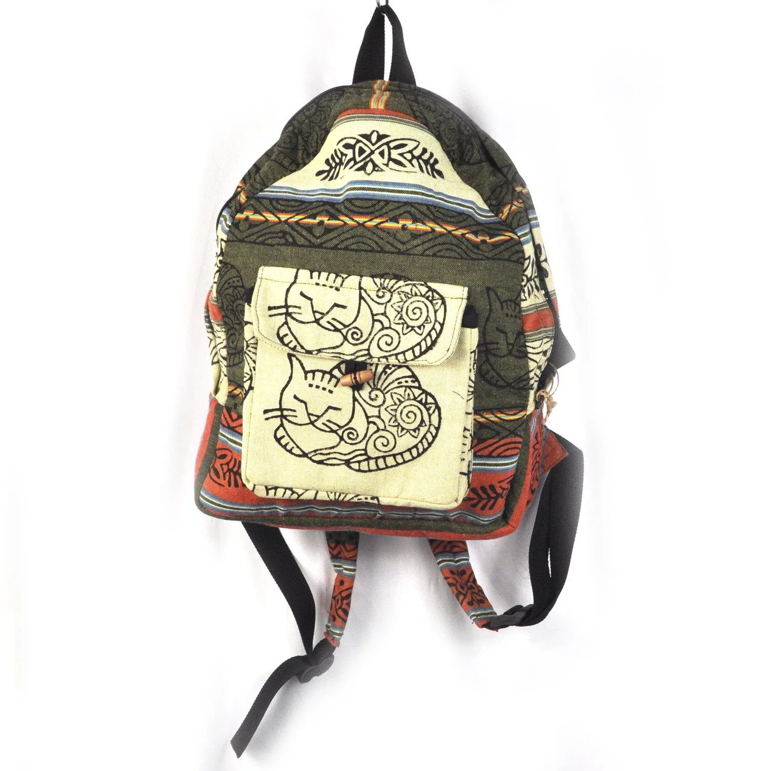 woodblock print backpack Nepal #908