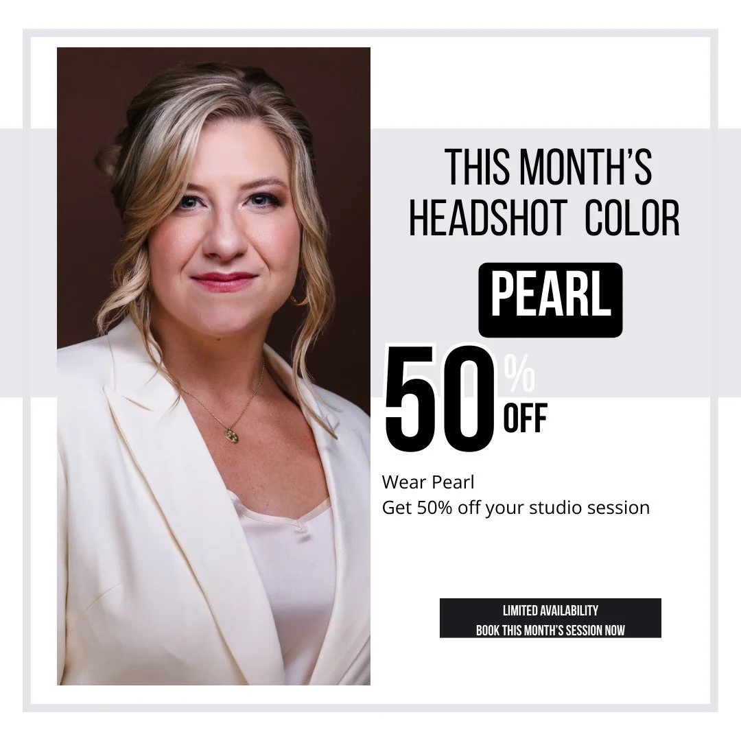 New month, new color! 
🤍 June&rsquo;s Headshot Color: PEARL. 
Soft, approachable, and refined.
50% off studio sessions when you wear cream or blush tones.
