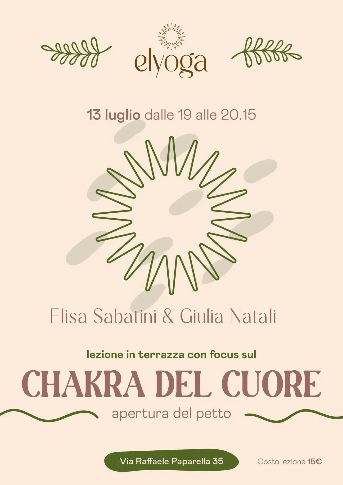 LEZIONE IN TERRAZZA - GIOVEDI 13 LUGLIO 19.00