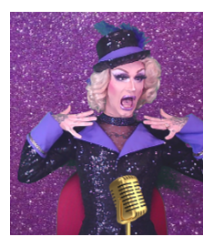 Photo of professional drag queen, Amber Dextris of the United Kingdom.