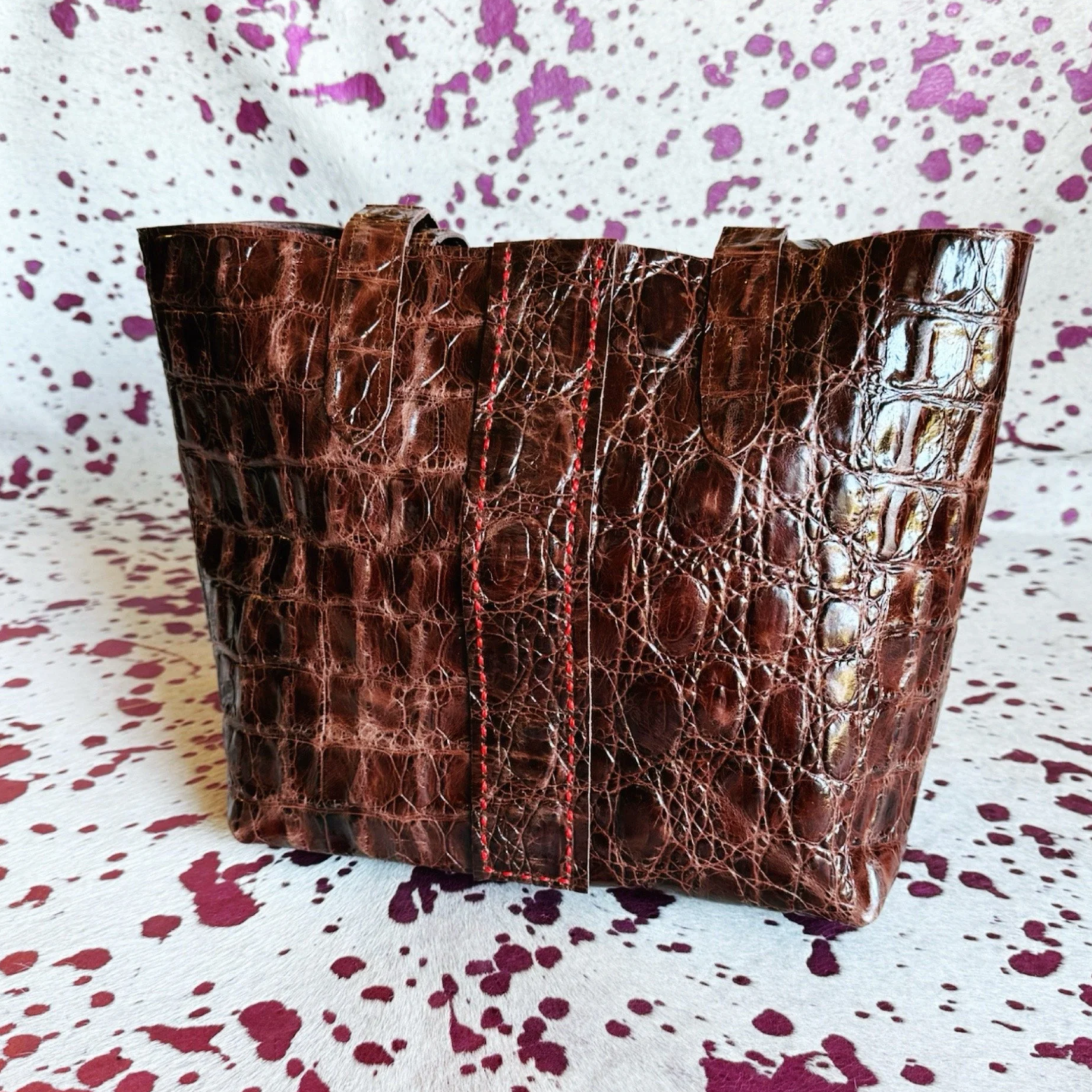 Walnut Patent Leather, Red Trim