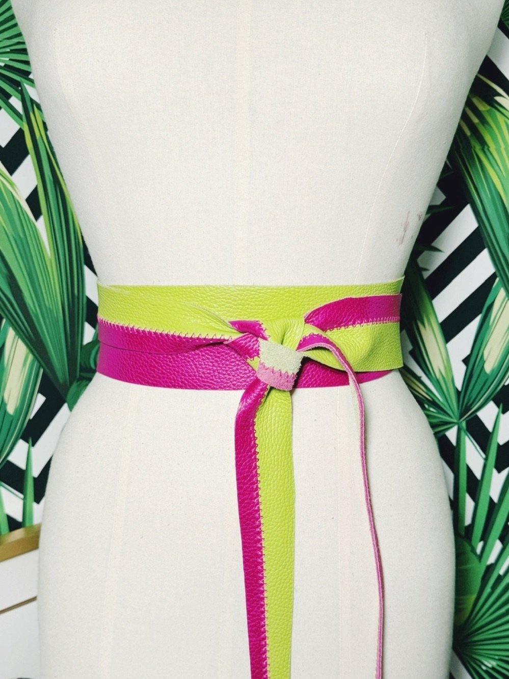 Leather Obi Belt - Color Block