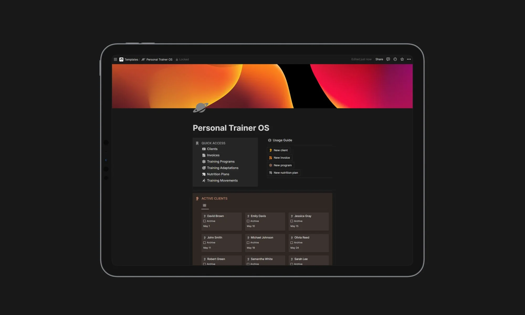 Personal Trainer OS: design, manage, and track your clients’ programs in Notion - Notion Template for Personal Trainers
