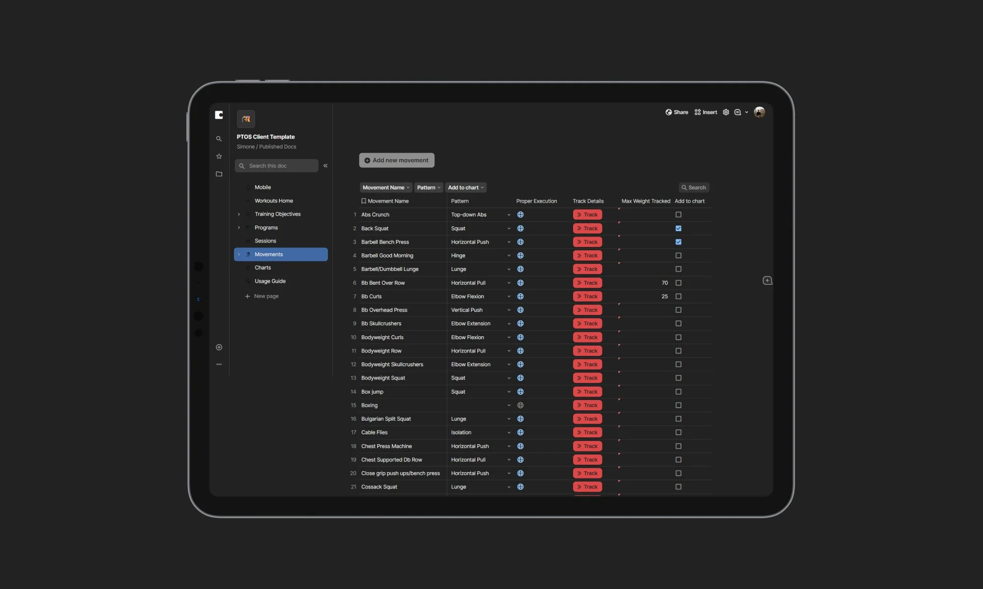 Coda Personal Trainer OS - Coda Template