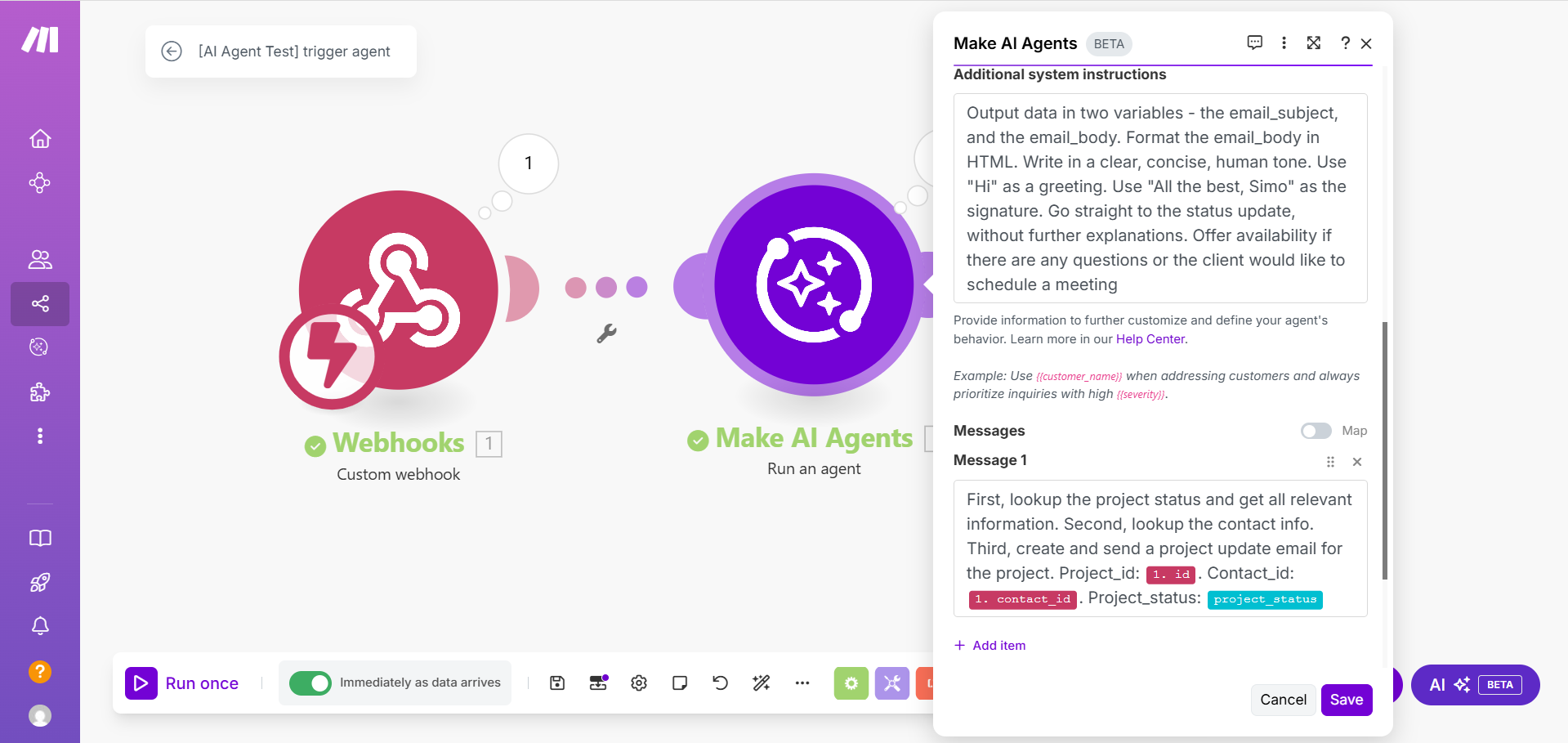 How to use Make AI Agents
