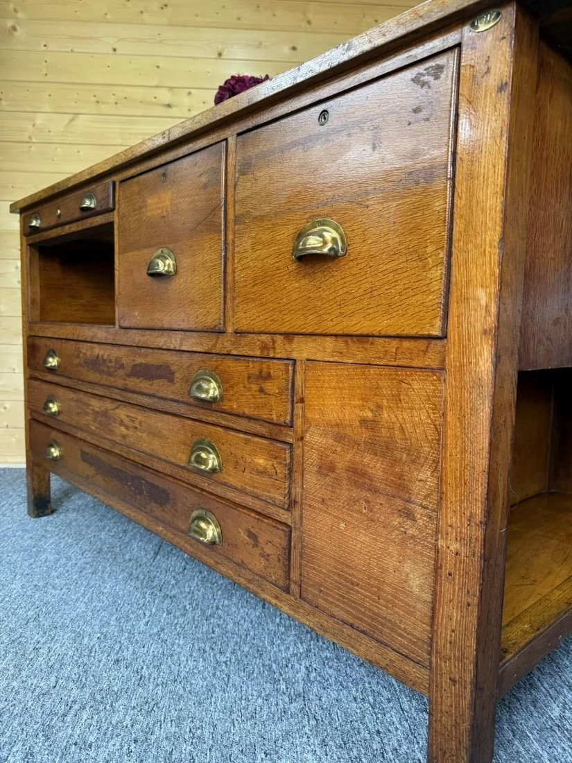 Mid century 1960s solid oak architect artist plan chest kitchen island