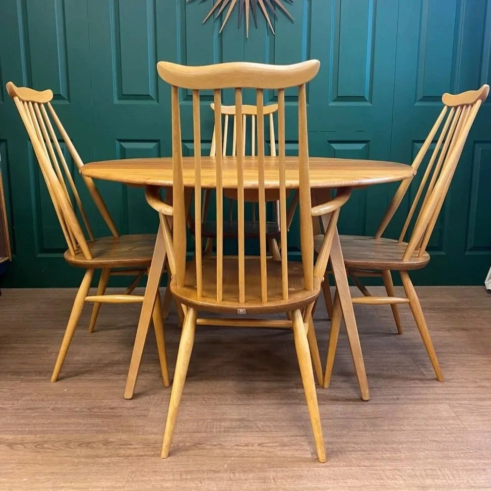 Ercol drop-leaf table and chairs (model 383)