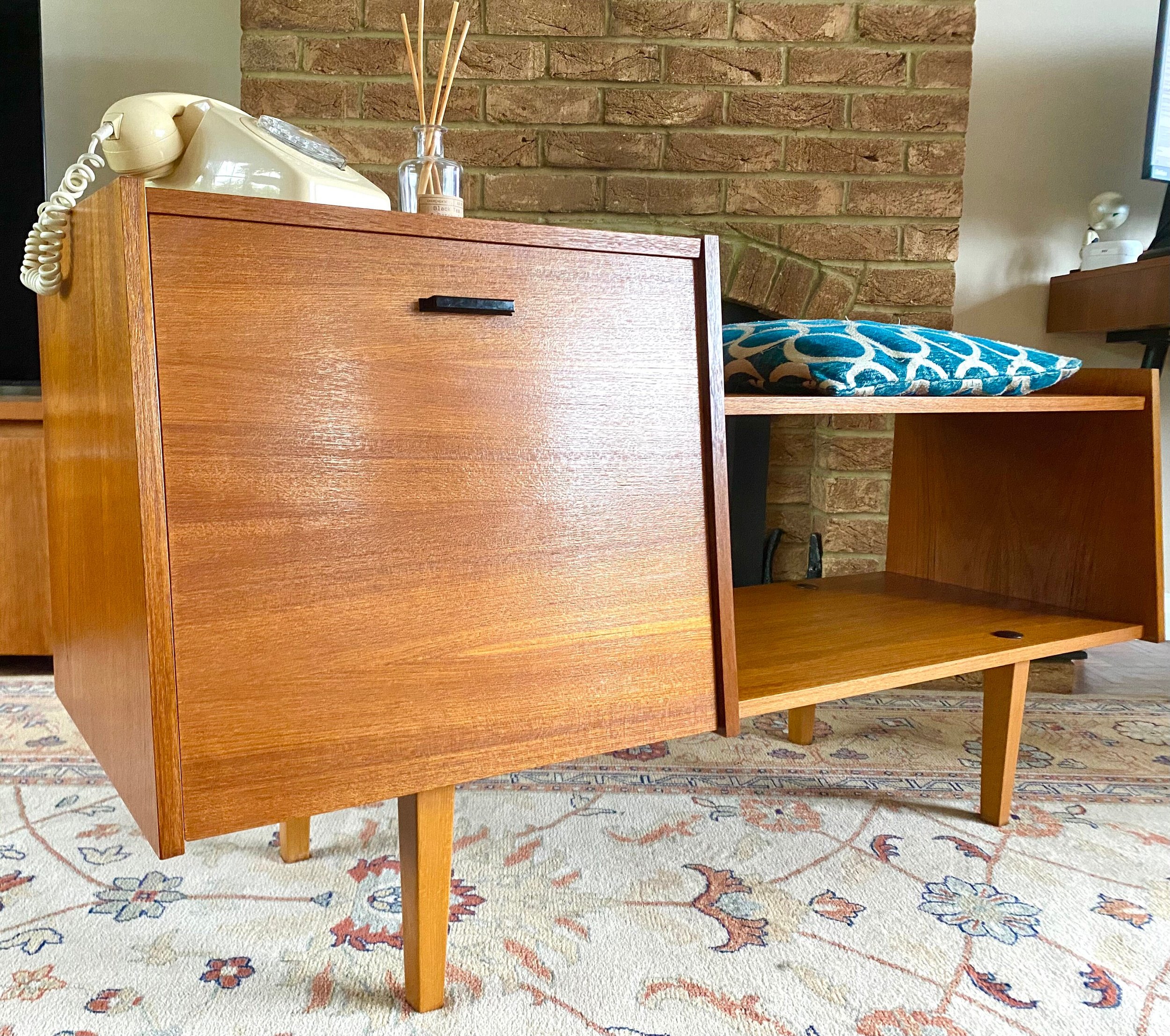 Vintage mid century 1960s teak telephone hall table