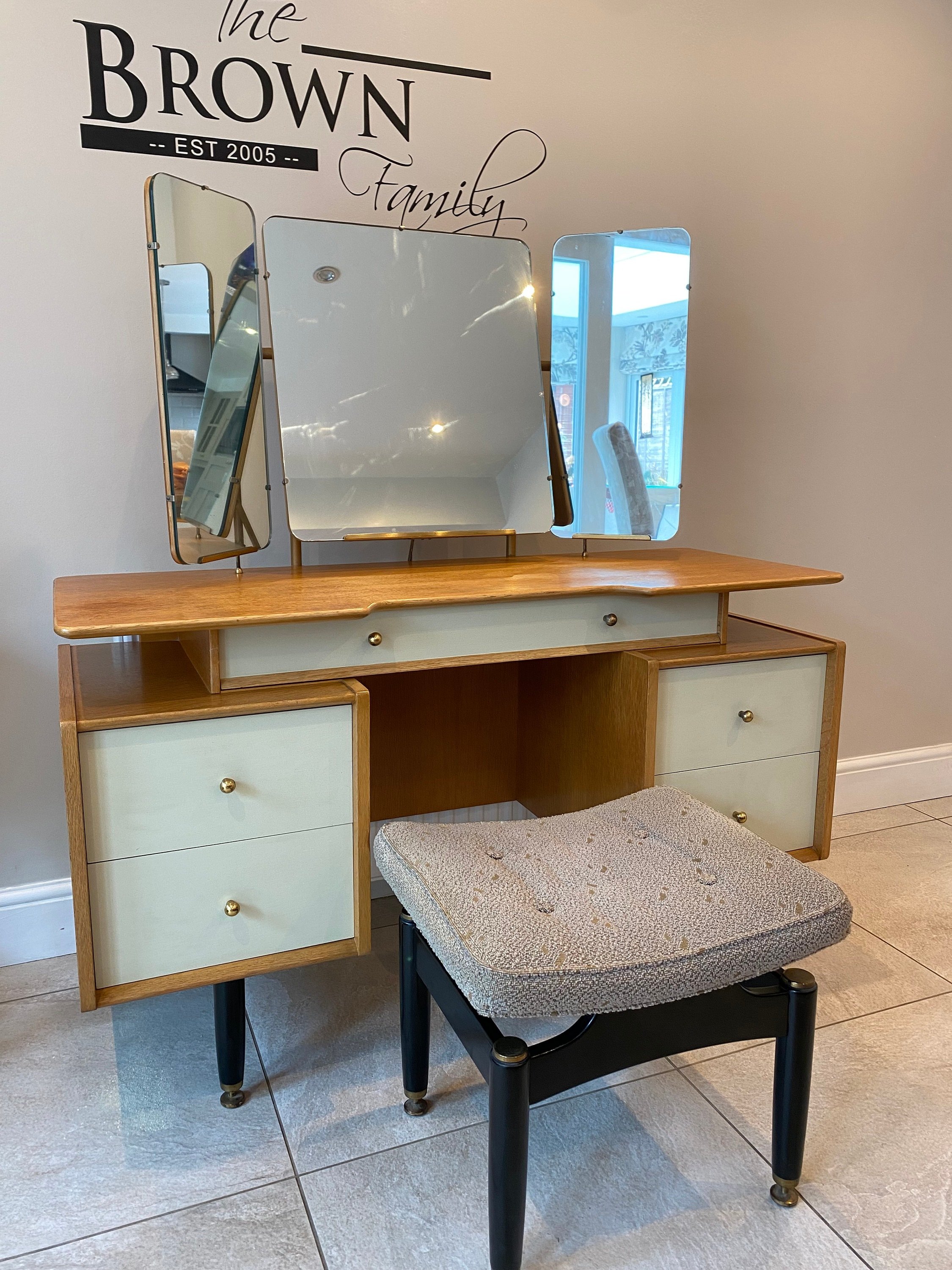 rare Mid century G Plan E Gomme dressing table from the China White Librenza range 1950s blonde oak