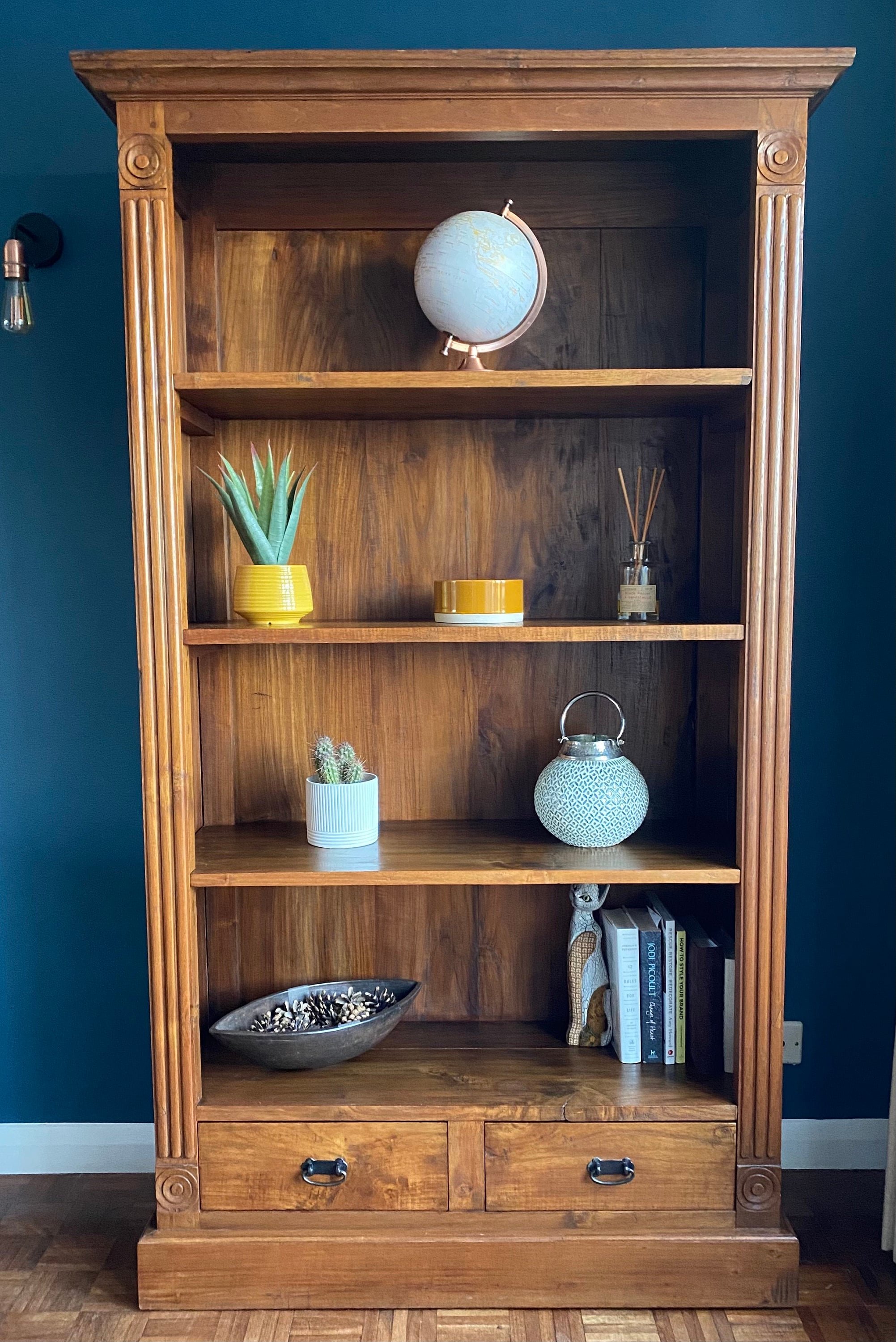 Vintage hard wood handmade Japanese book case, rustic antique mango rosewood teak