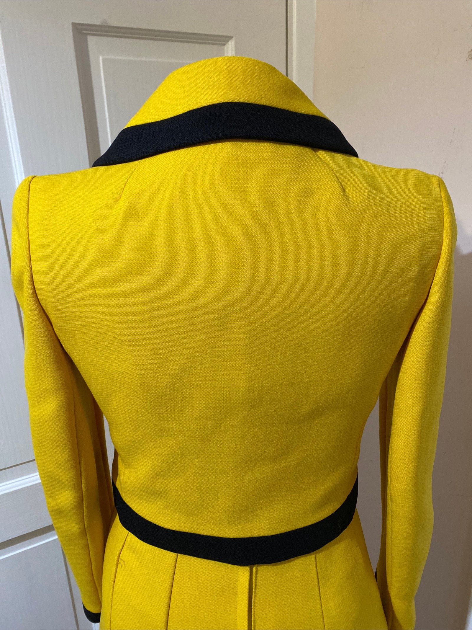 Original 1960s 1970s Vintage Mansfield Dress With Jacket Size 8 Yellow Black
