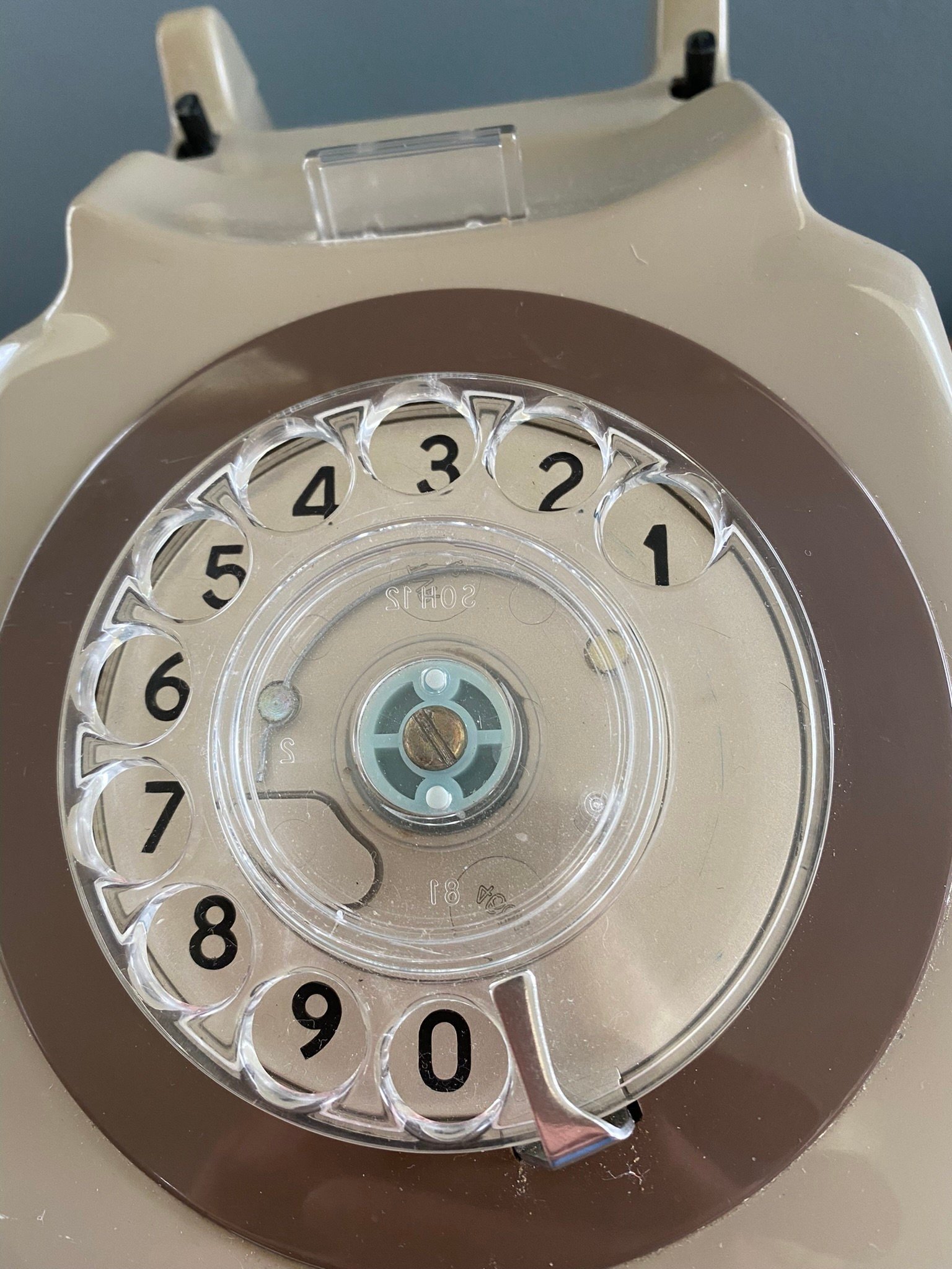 Vintage retro 1980s rotary dial two tone brown telephone BT Tele 8746D