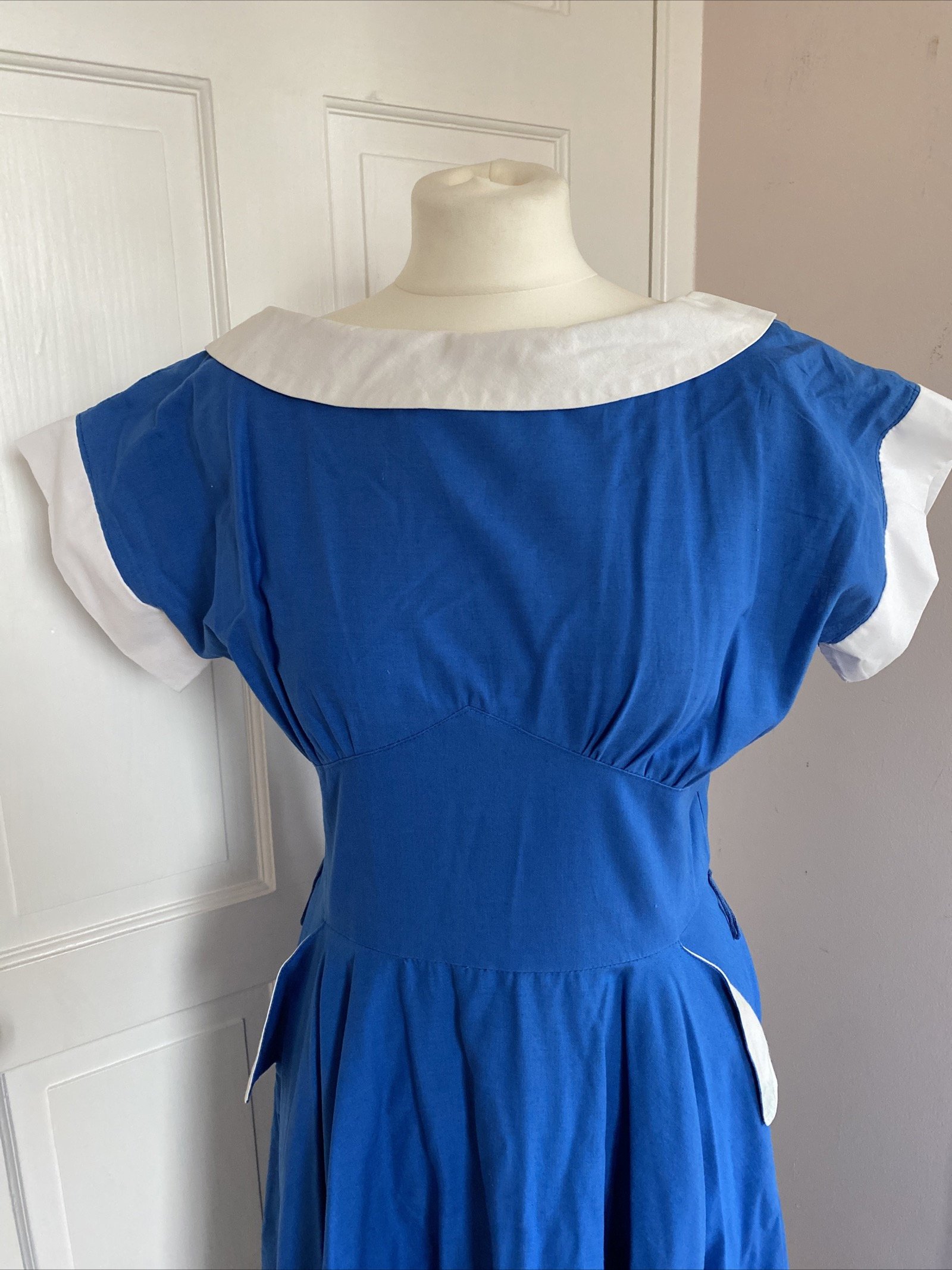 Original 1960s Vintage Richards Dress Size 16 Blue White