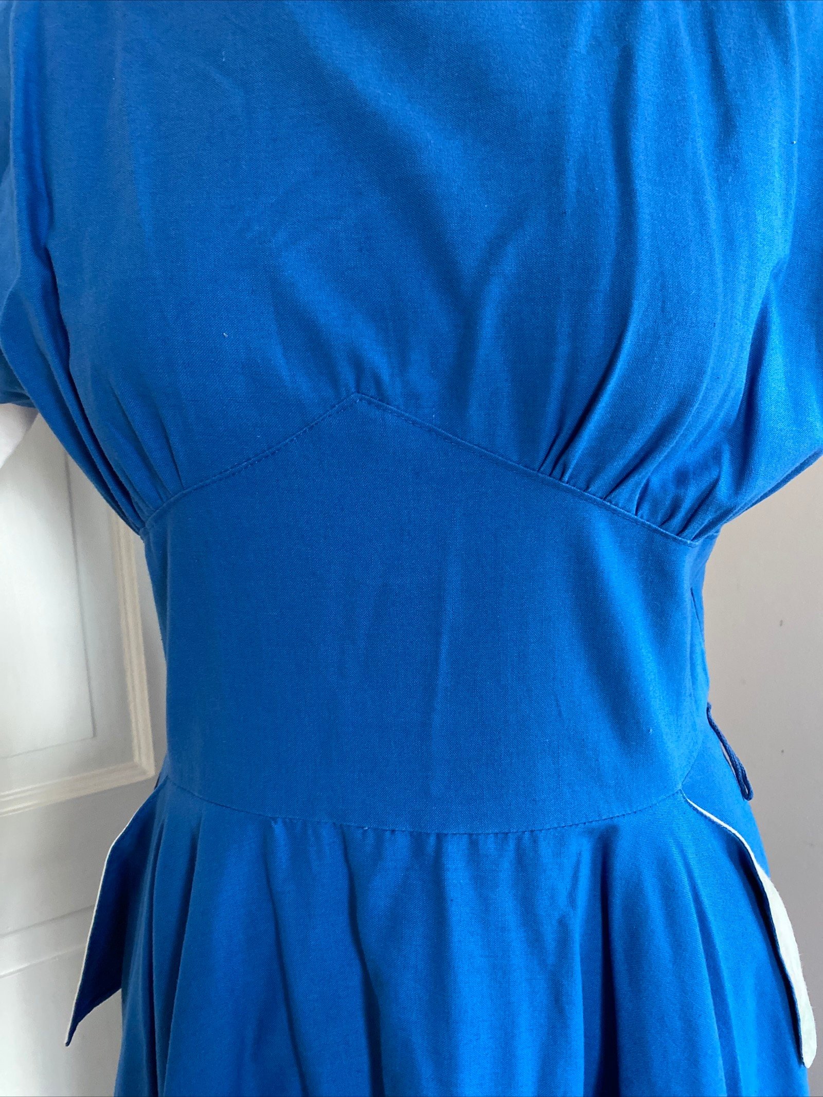 Original 1960s Vintage Richards Dress Size 16 Blue White