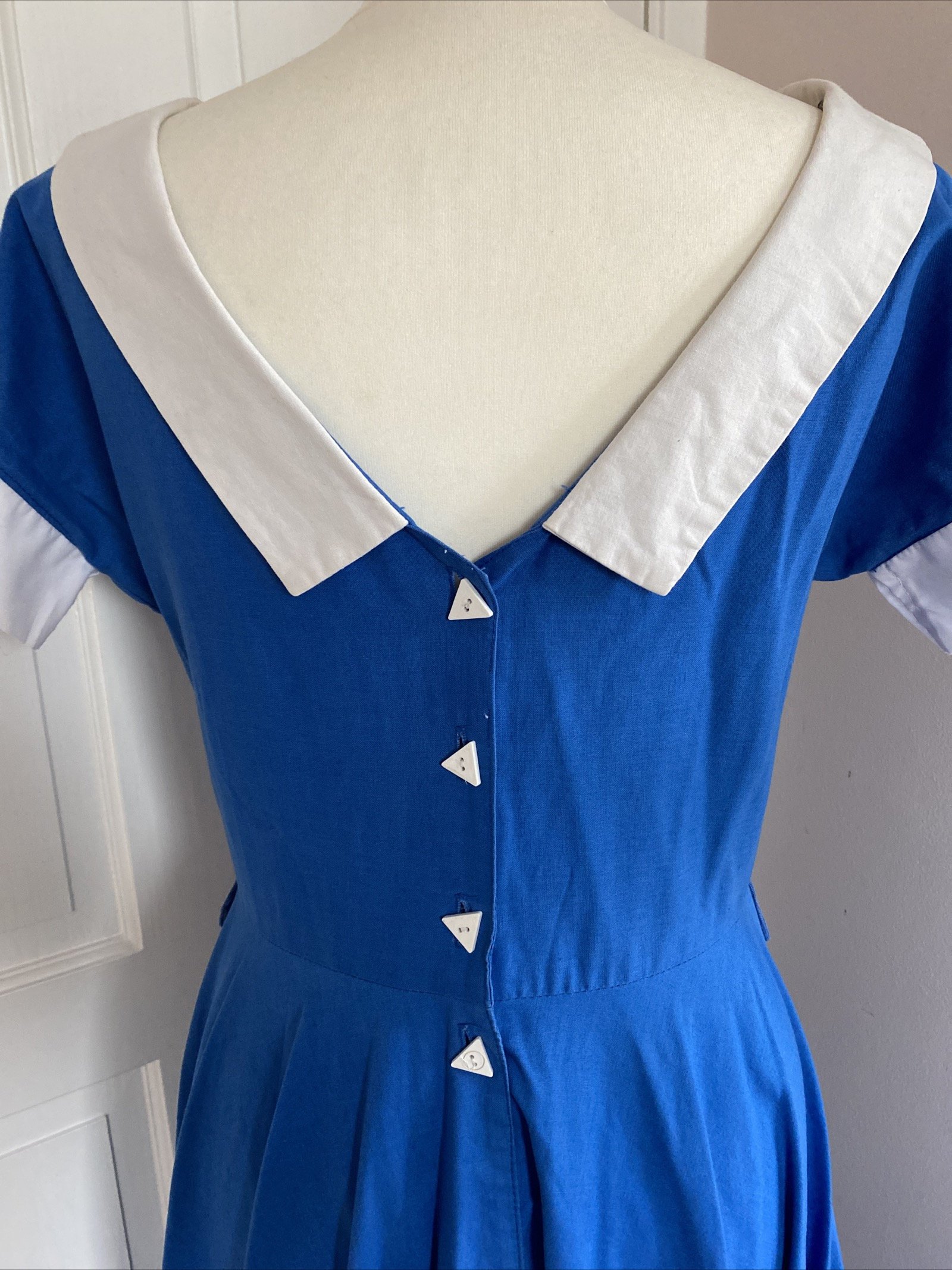 Original 1960s Vintage Richards Dress Size 16 Blue White