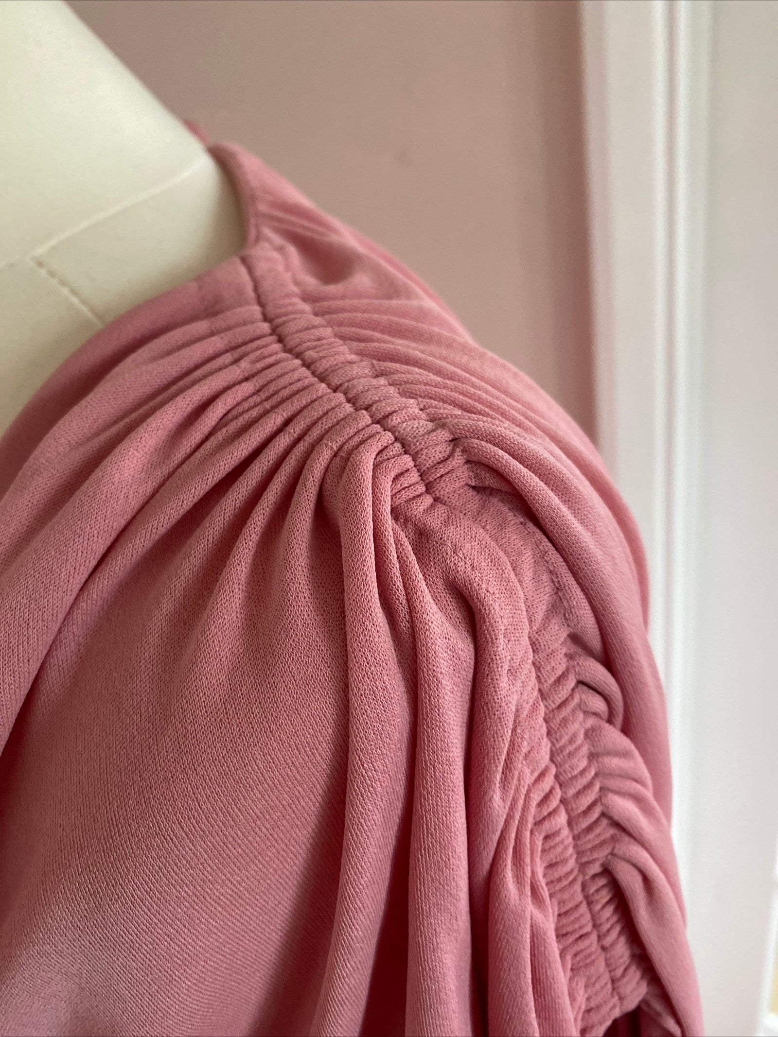 Original 1970s Vintage John Marks Full Length Dress Size 14-16 Pink rushed