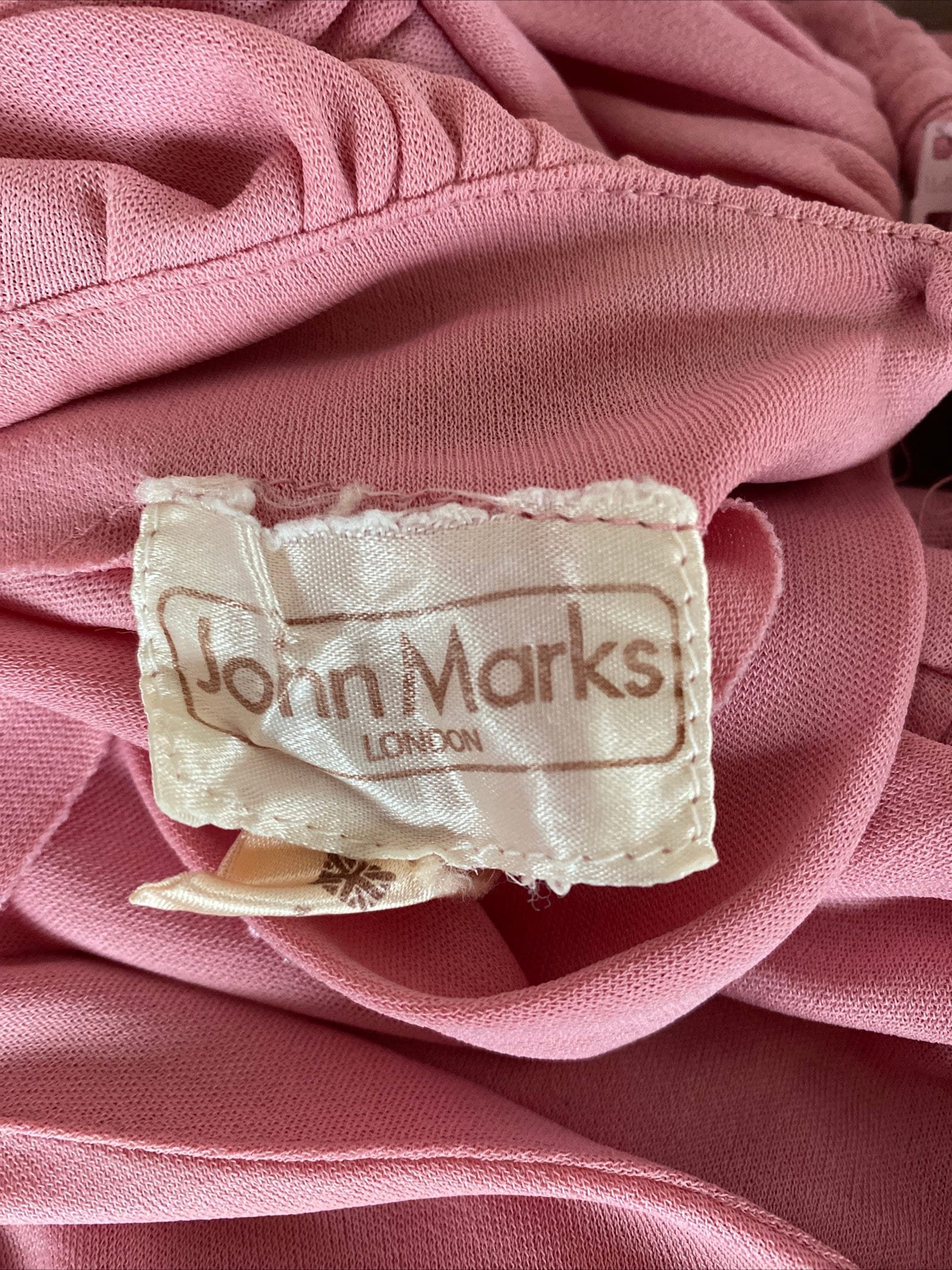 Original 1970s Vintage John Marks Full Length Dress Size 14-16 Pink rushed