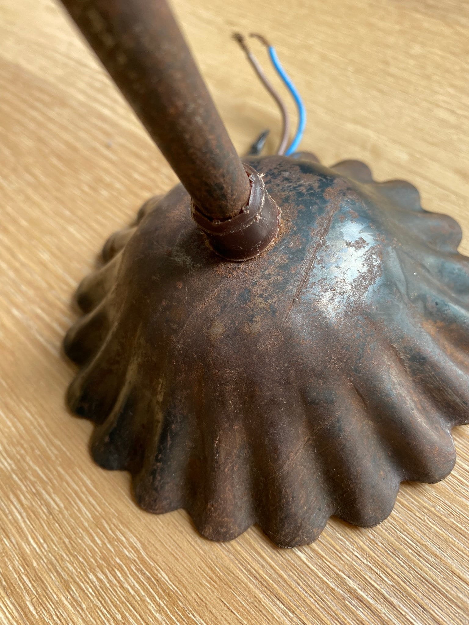 Large 1960s Venetian Wrought Iron Cage Murano Glass Lantern Pendant Light Opaque Amber