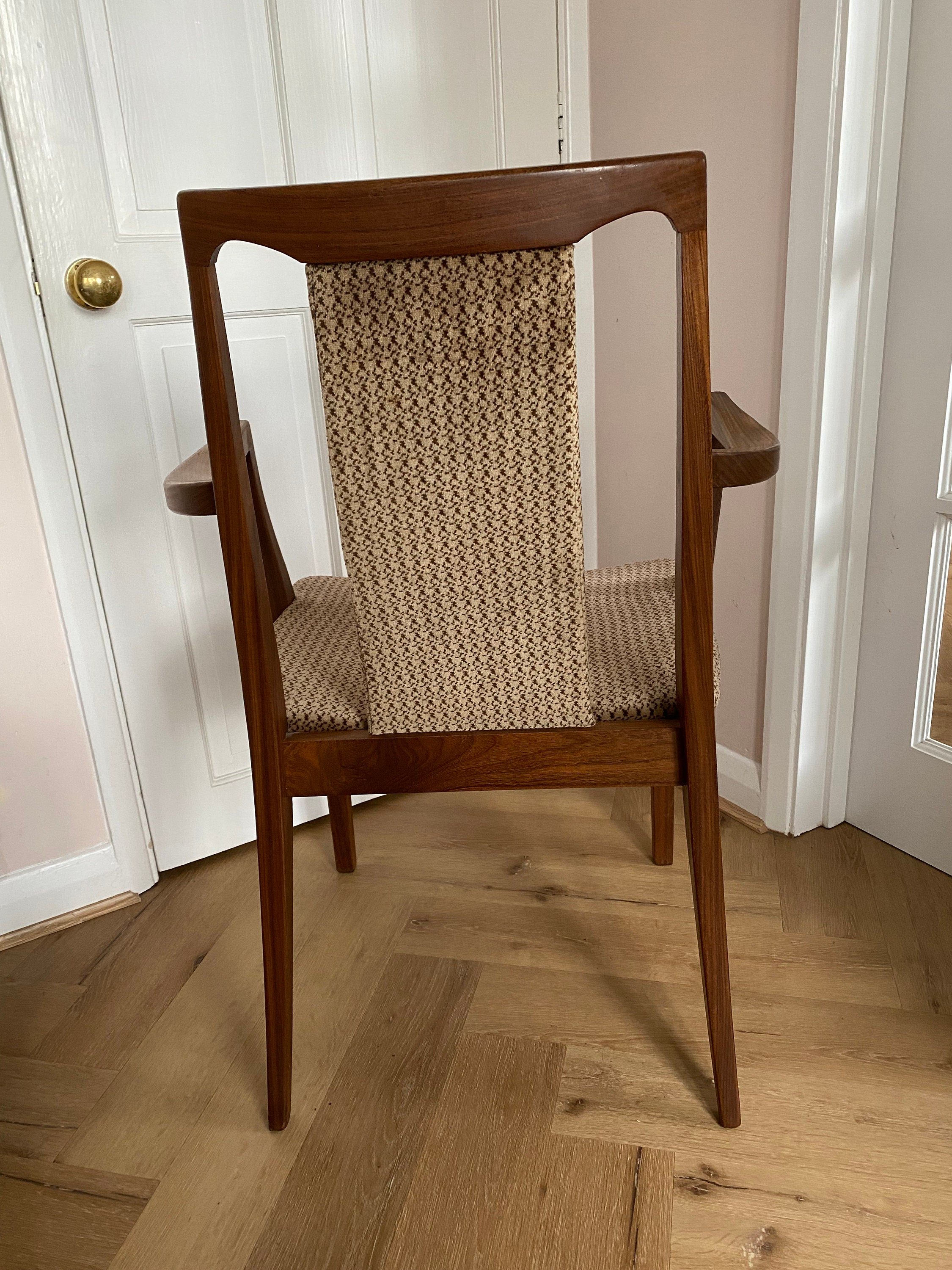 Mid century G Plan teak upholstered dining carver chair